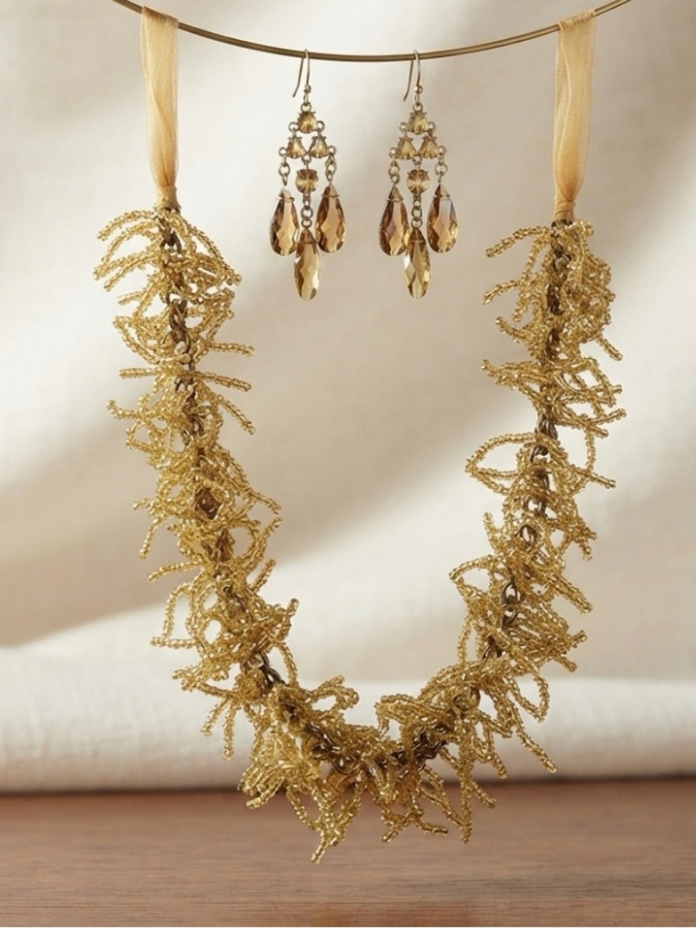 Gold Beaded Jewelry Set - Picture 7 of 8
